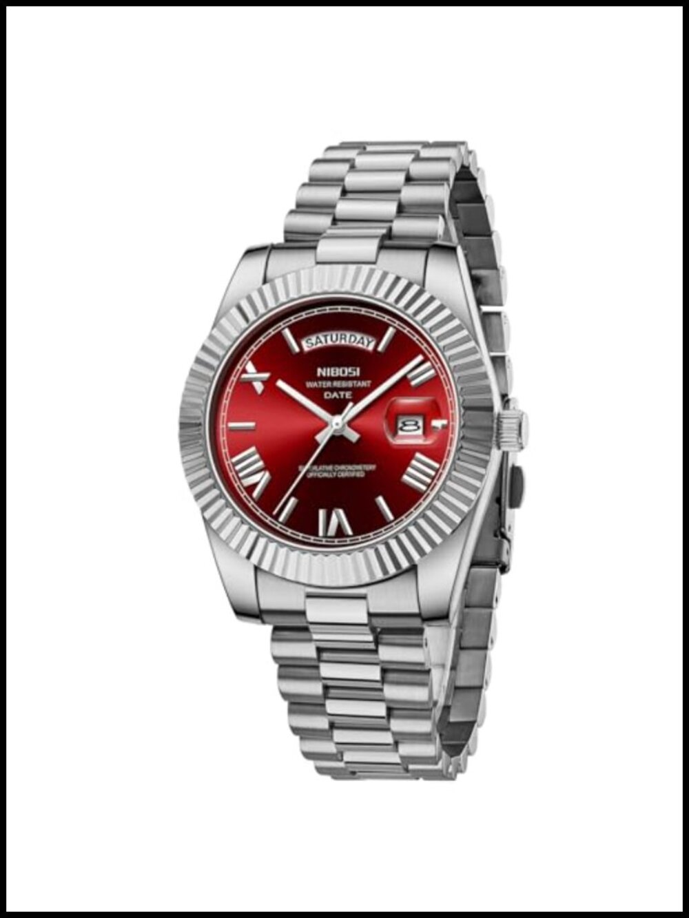 Men's Analog Quartz Watch Stainless Steel Day Date 40mm Dress Watch